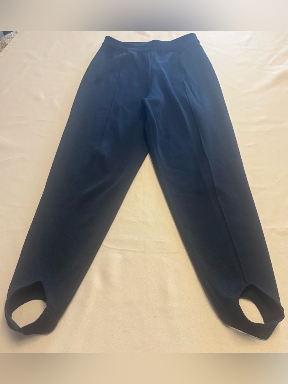 Vintage Valerie Stevens Black Stirrup Leggings Sz M Petite 100% Merino Wool